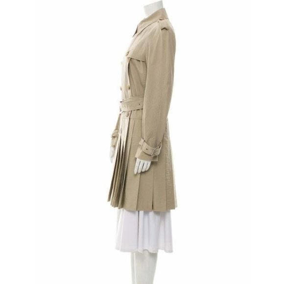 Michael Kors Collection Double Breasted/Pleated Hem Designer Trench Coat 6.R - Picture 7 of 11